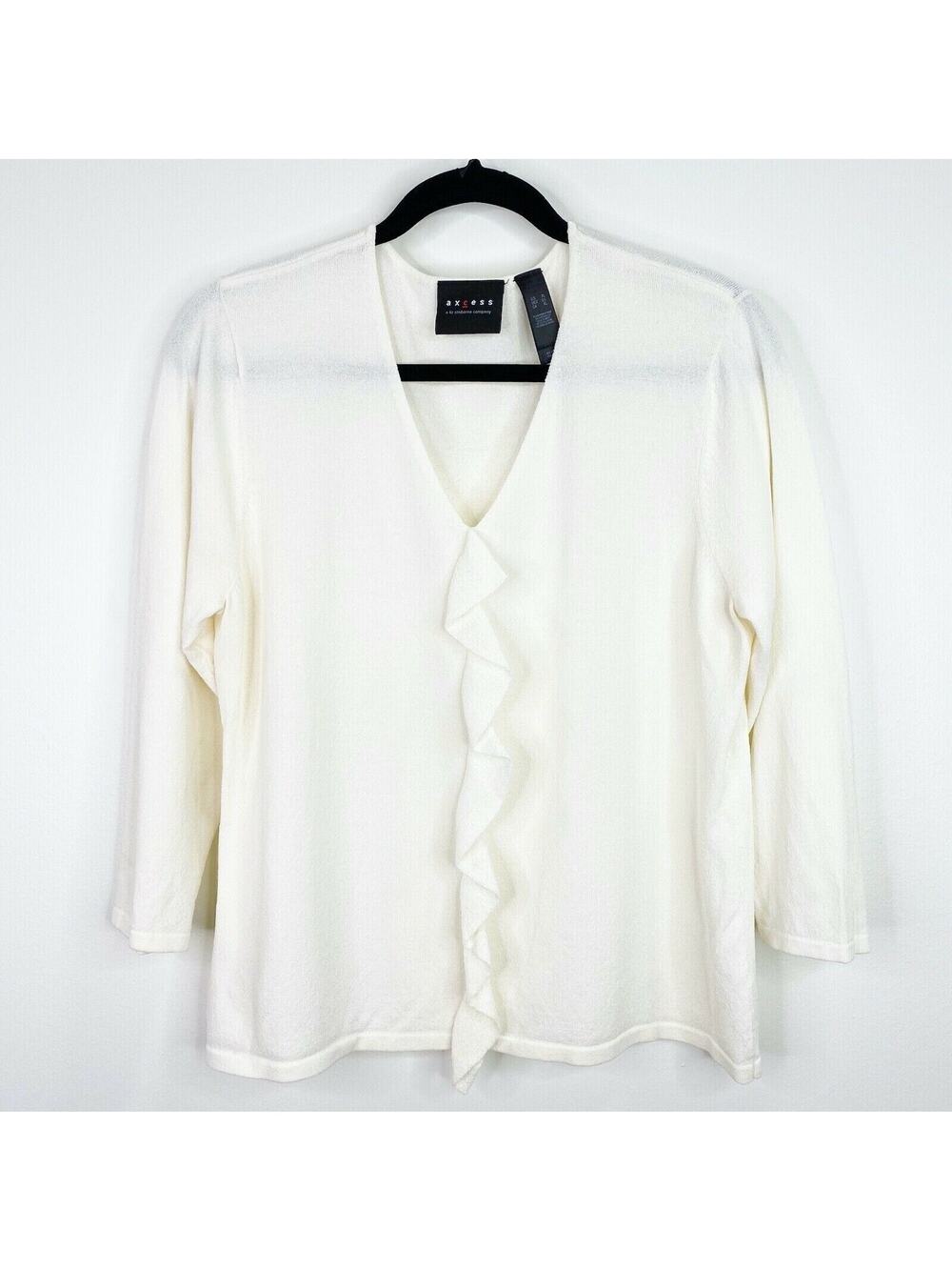Axcess Liz Claiborne Ruffle Sweater Shirt Top Size XL Womens